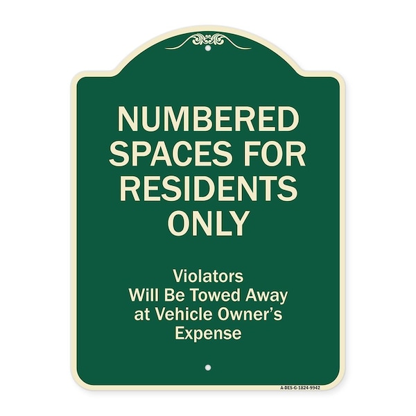 Designer Series-Numbered Spaces Residents Violators Will Be Towed Away At, 24" x 18", G-1824-9942